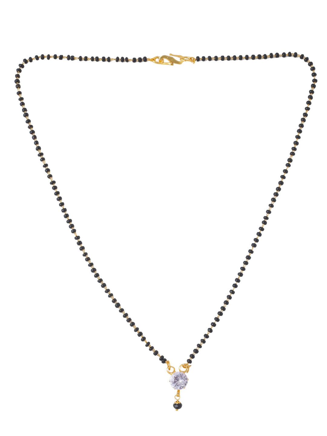 Women's Set Of 2 Black Gold-Plated Beaded Mangalsutra With Ad Stone