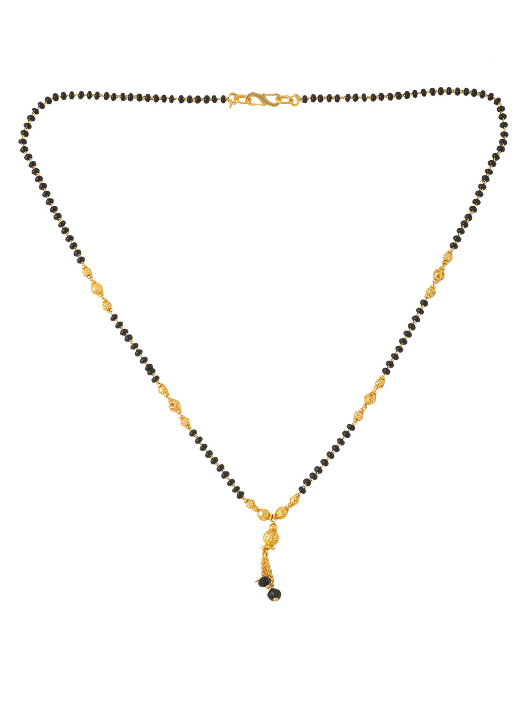 Women's Set Of 2 Black Gold-Plated Beaded Mangalsutra With Ad Stone - Nvr