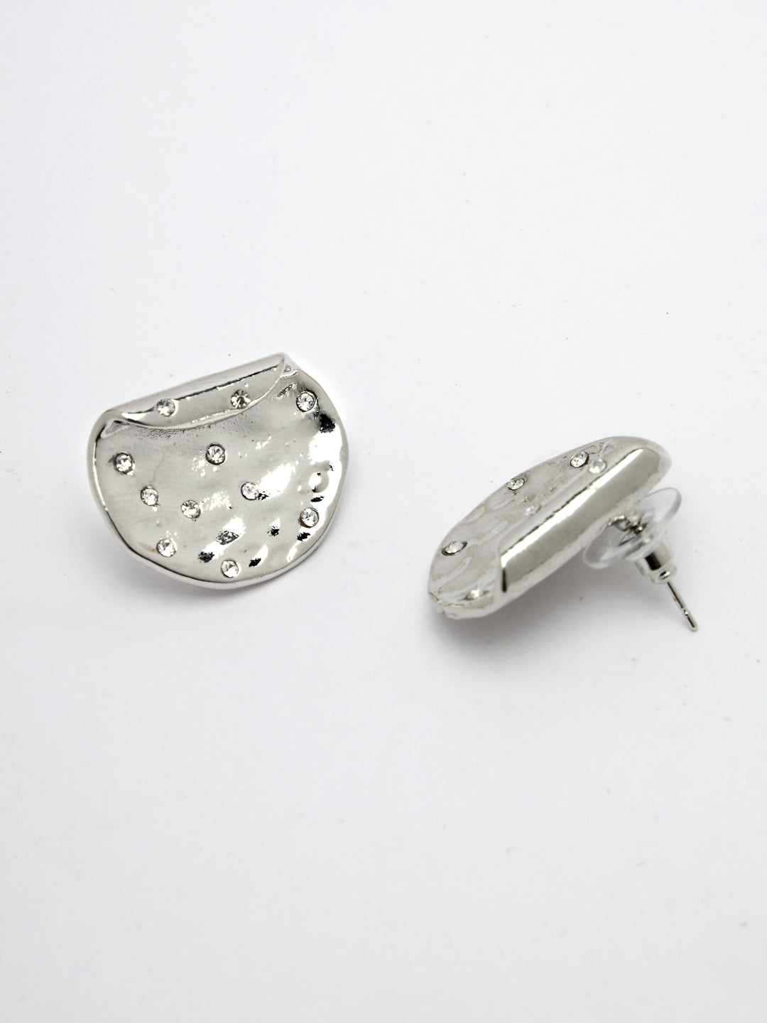 Women's Set Of 2 Gold & Silver Brass-Plated Artificial Stones Studded Studs Earring