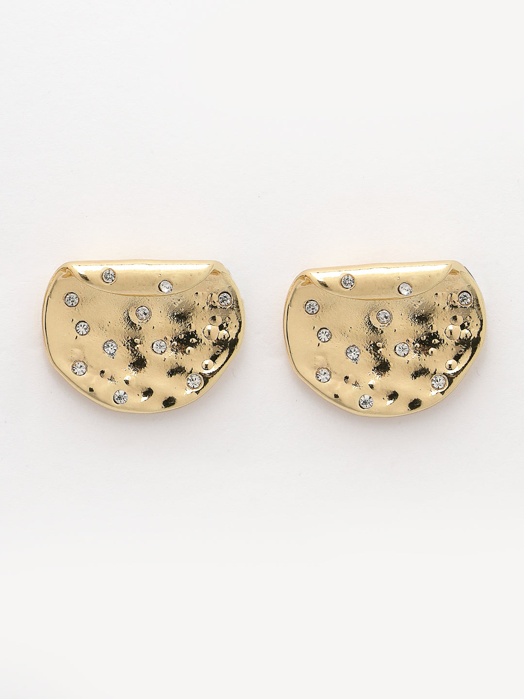 Women's Set Of 2 Gold & Silver Brass-Plated Artificial Stones Studded Studs Earring - Nvr