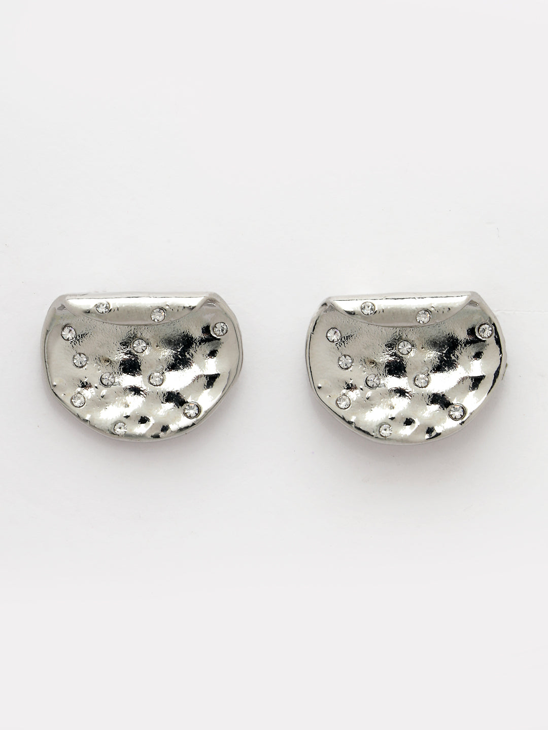 Women's Set Of 2 Gold & Silver Brass-Plated Artificial Stones Studded Studs Earring