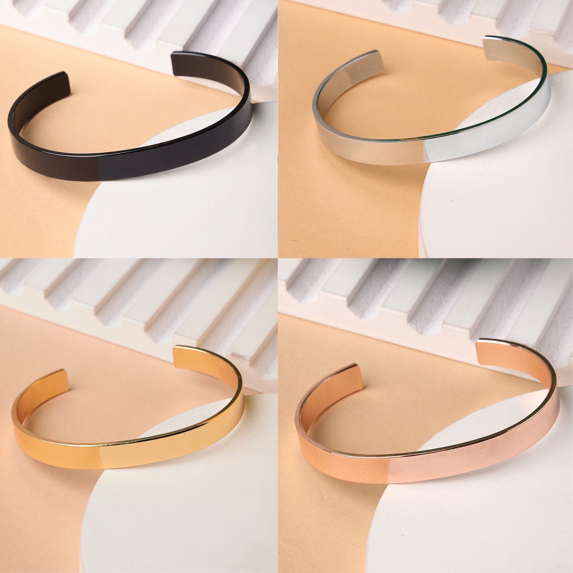 Men's Set Of 4 Multi Color Stainless Steel Cuff Bracelet