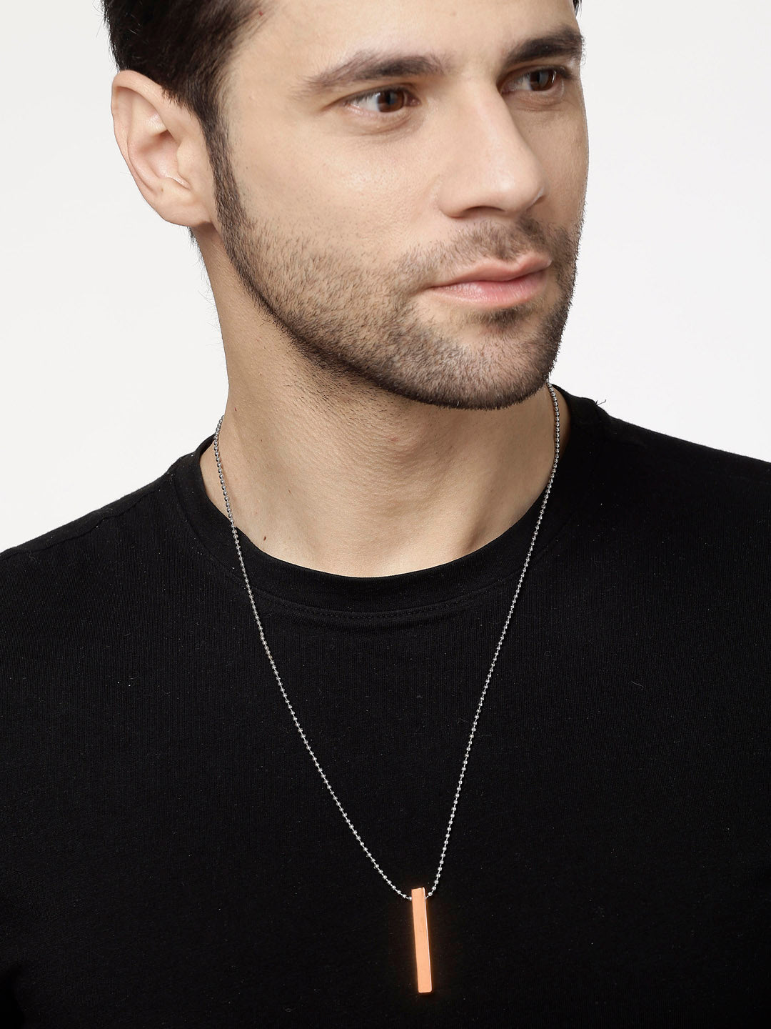 Men's Set Of 2 Gold & Blue Geomatric Pendent With Chain