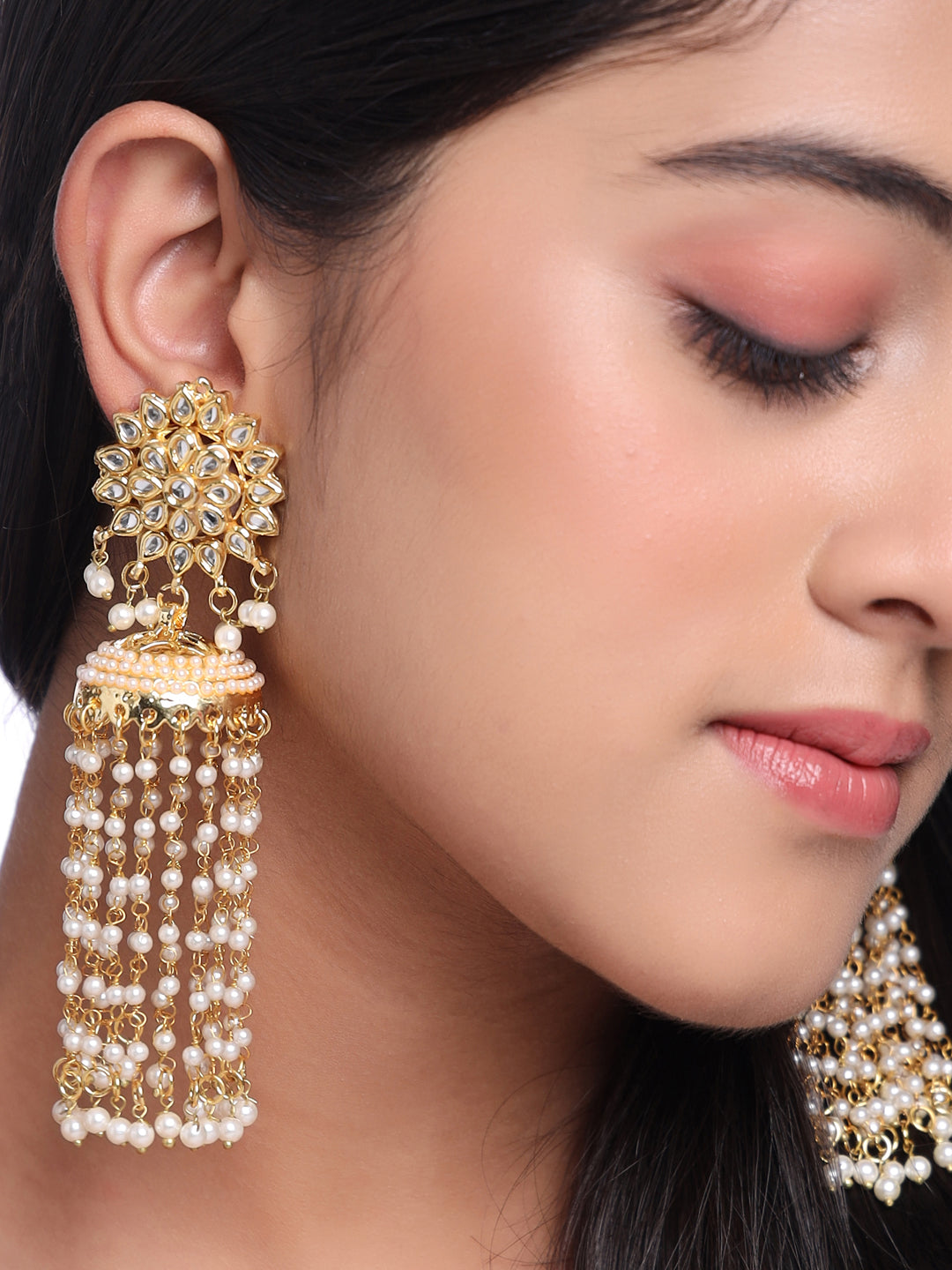 Women's Gold-Plated Contemporary Jhumkas Earrings - NVR