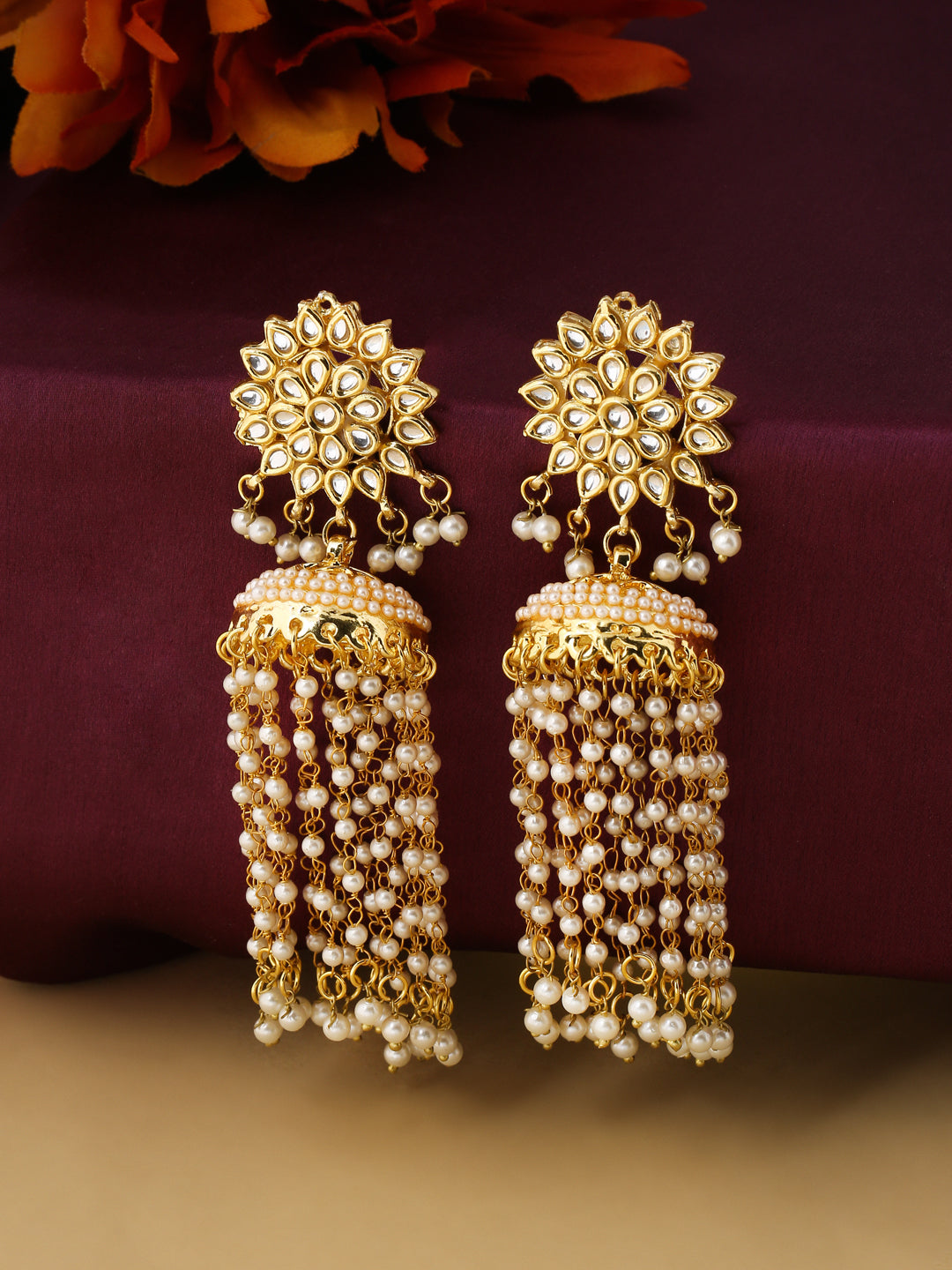 Women's Gold-Plated Contemporary Jhumkas Earrings