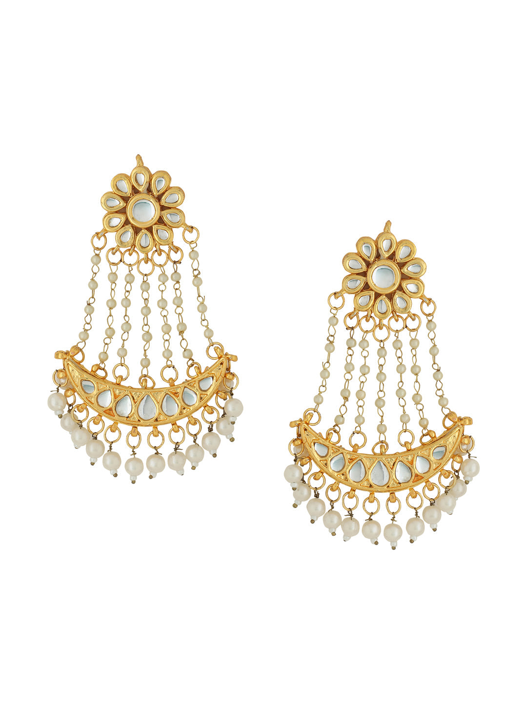 Women's Gold-Plated Kundan Chandbali Earrings