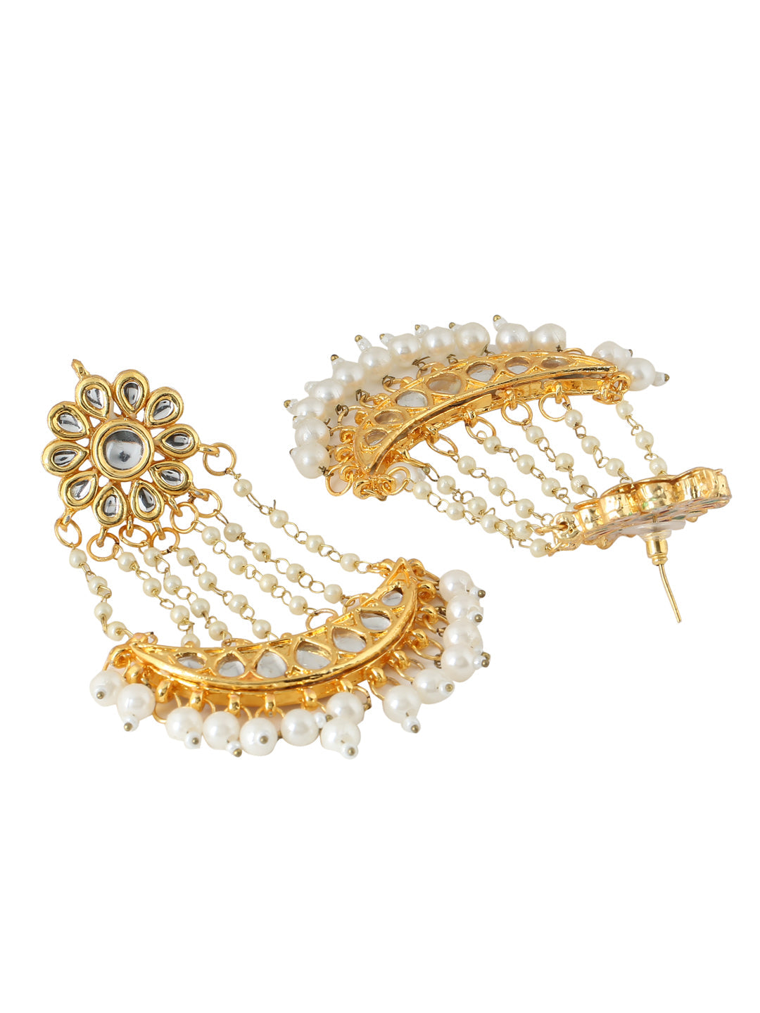 Women's Gold-Plated Kundan Chandbali Earrings