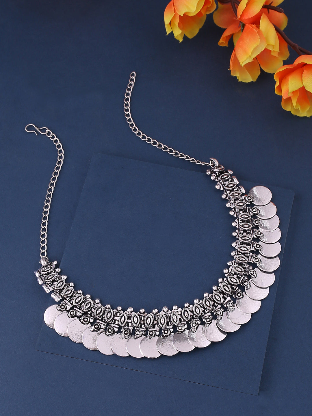 Women's Silver-Plated Oxidised Necklace