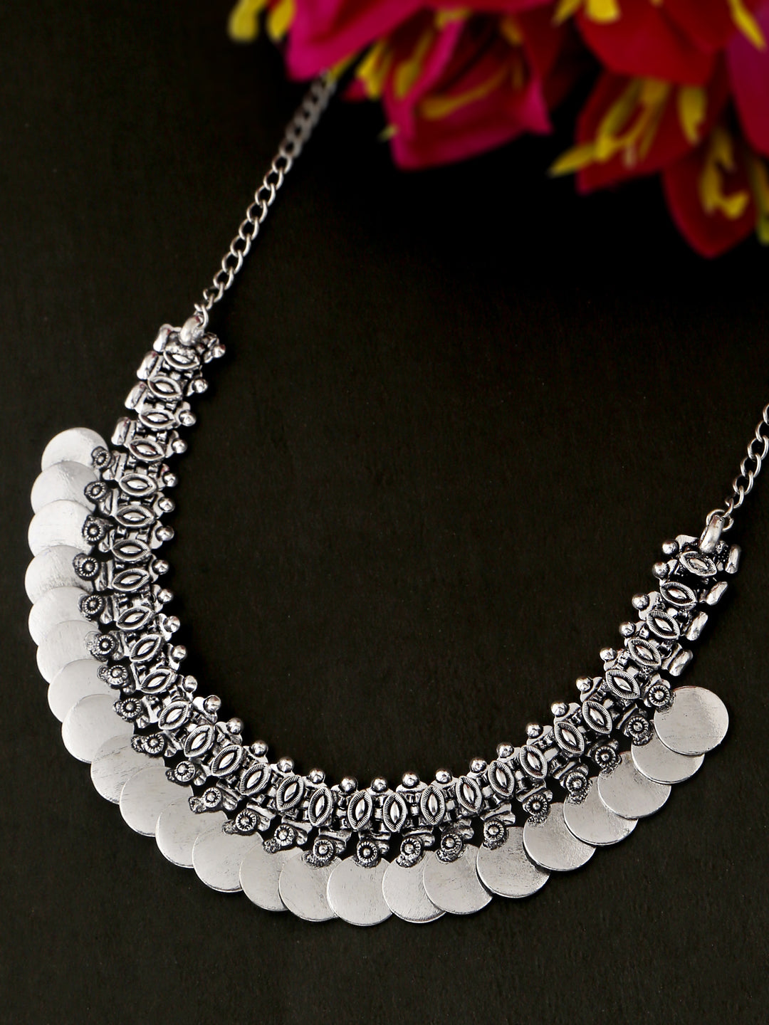 Women's Silver-Plated Oxidised Necklace