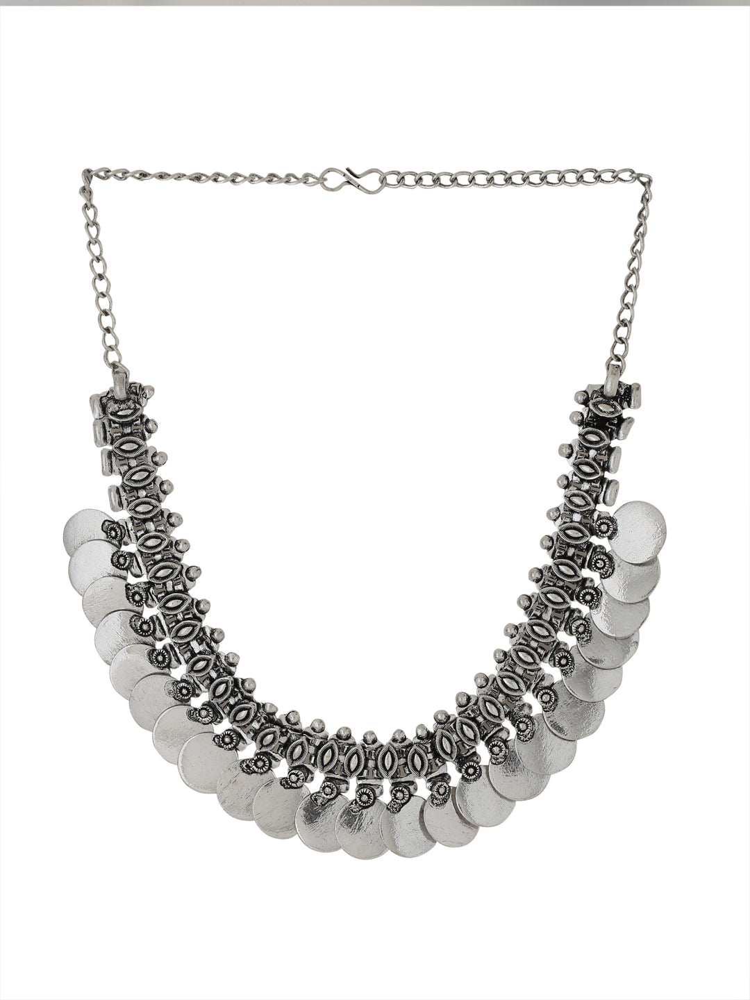Women's Silver-Plated Oxidised Necklace - NVR