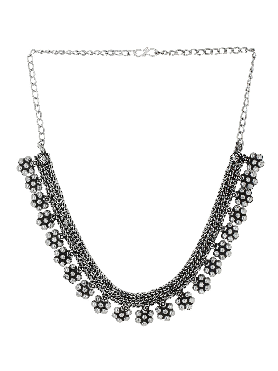Women's Silver-Plated Oxidised Necklace - NVR