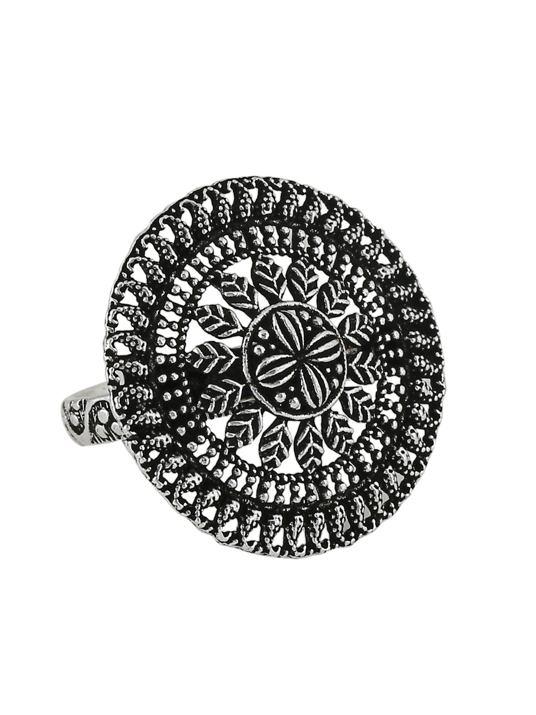 Women's Oxidised Silver Plated Adjustable Finger Ring