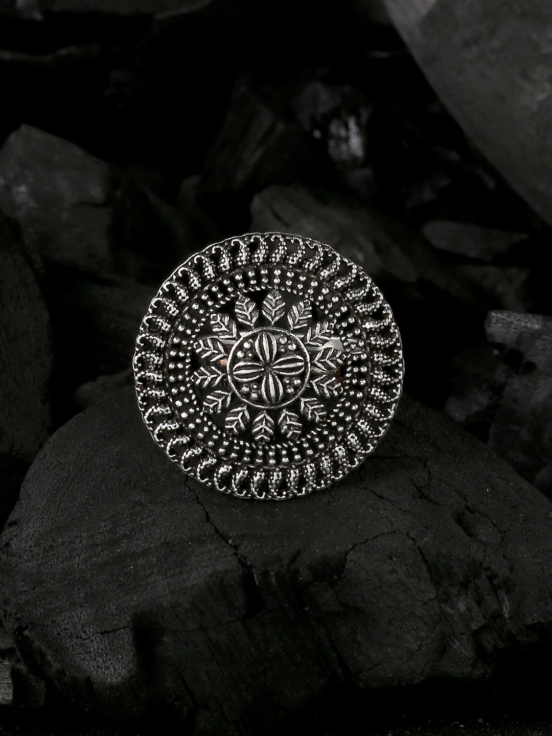 Women's Oxidised Silver Plated Adjustable Finger Ring