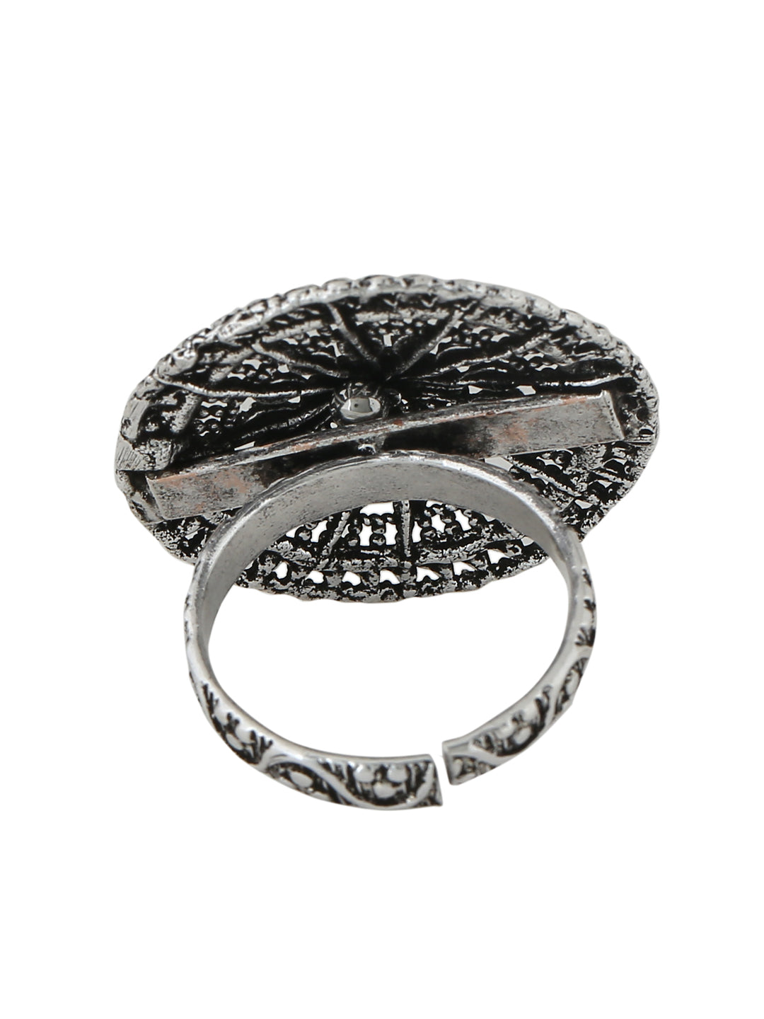Women's Oxidised Silver Plated Adjustable Finger Ring
