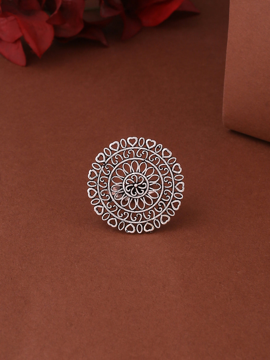 Women's Oxidised Silver-Plated Adjustable Finger Ring
