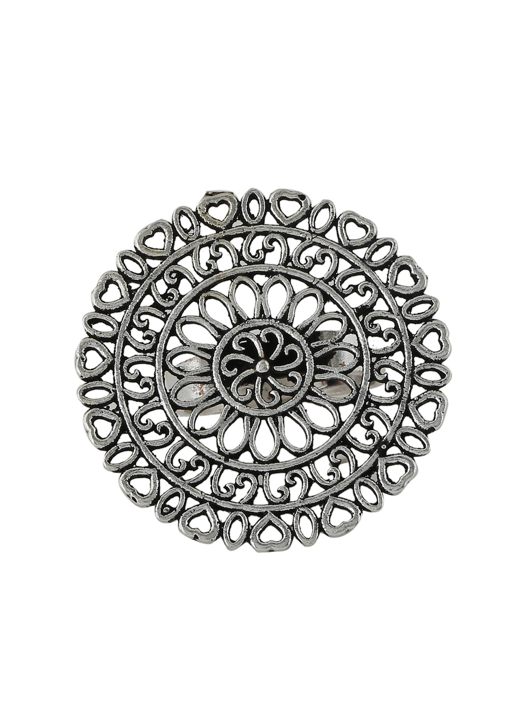 Women's Oxidised Silver-Plated Adjustable Finger Ring
