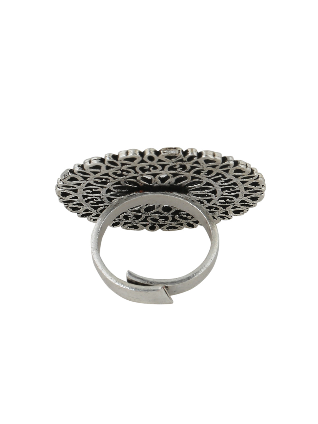 Women's Oxidised Silver-Plated Adjustable Finger Ring