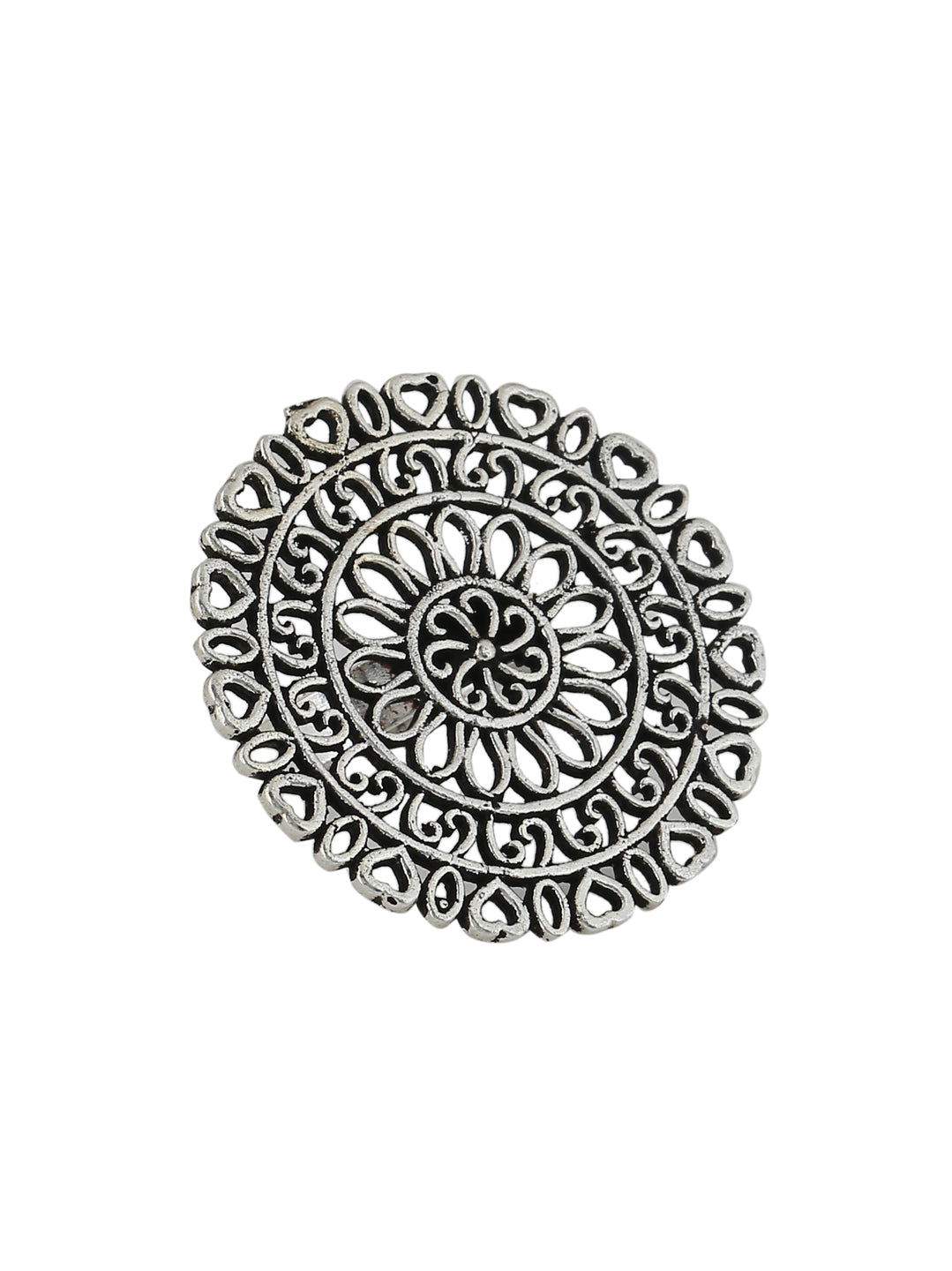 Women's Oxidised Silver-Plated Adjustable Finger Ring