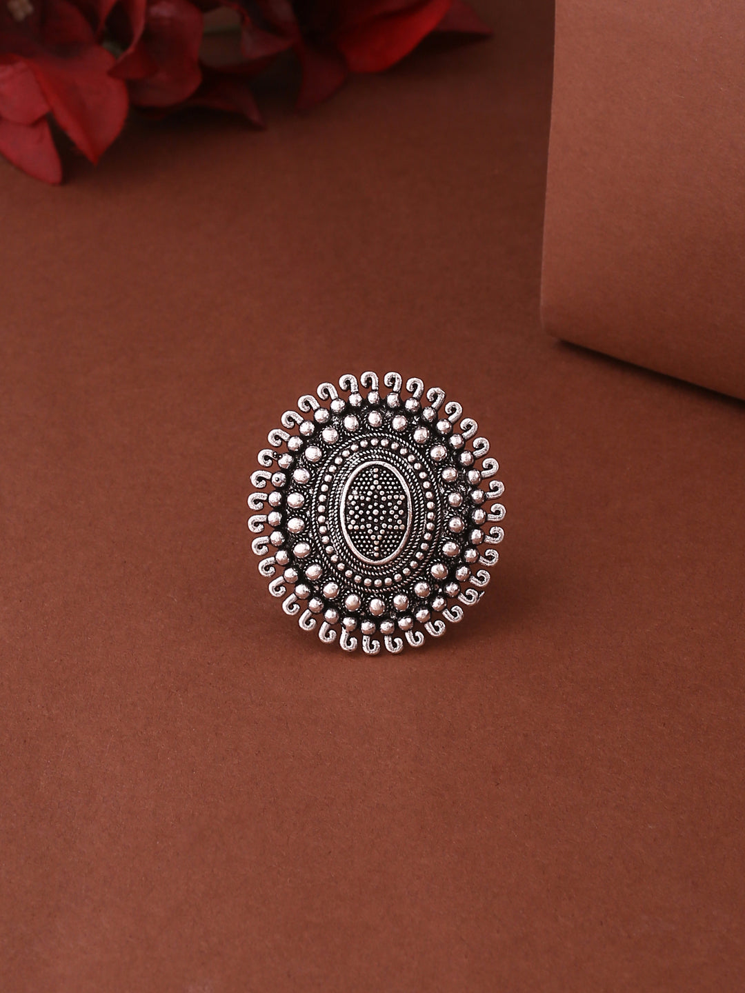 Women's Oxidised Silver Plated Adjustable Finger Ring