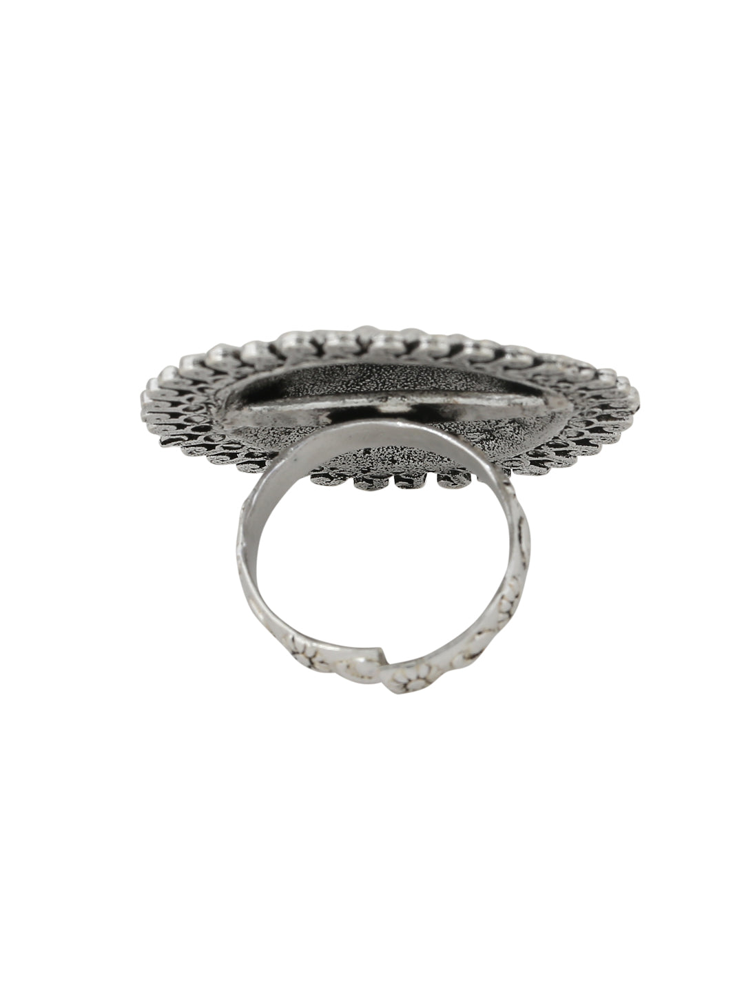 Women's Oxidised Silver Plated Adjustable Finger Ring - NVR