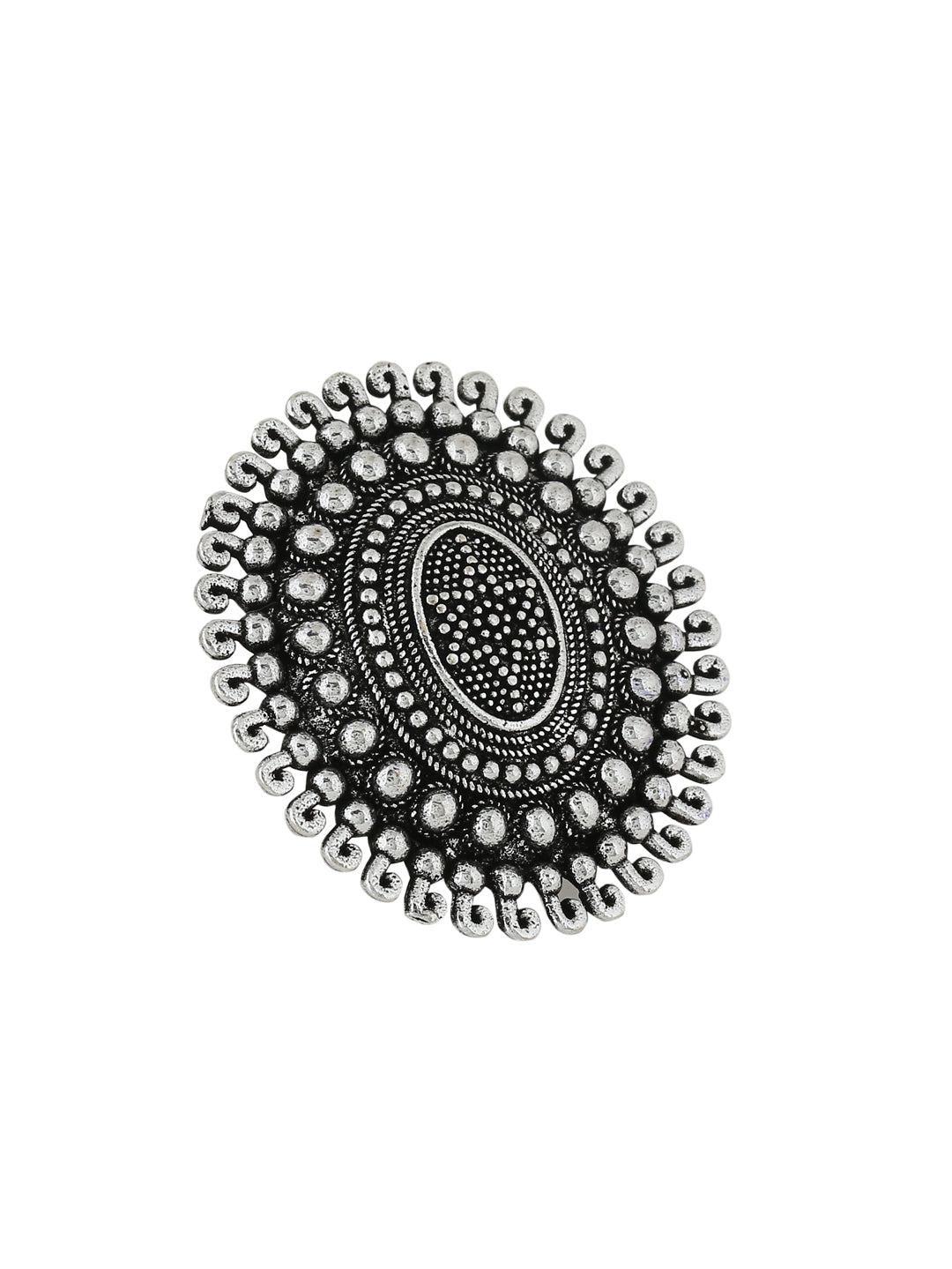 Women's Oxidised Silver Plated Adjustable Finger Ring