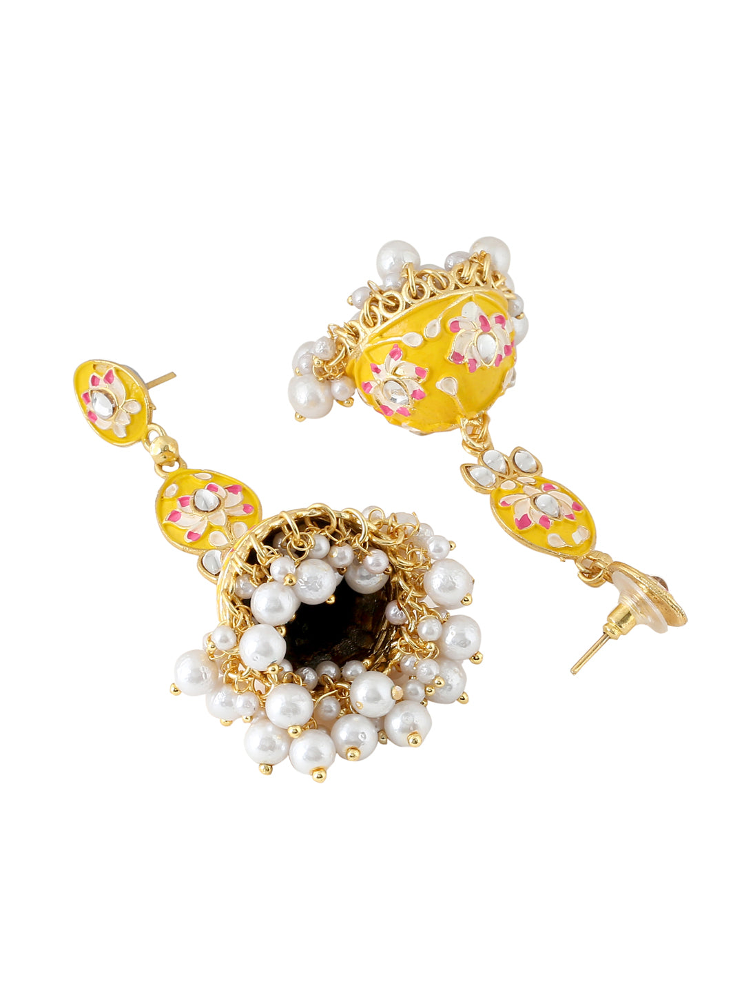Women's Gold Plated Yellow Jhumkas Earrings