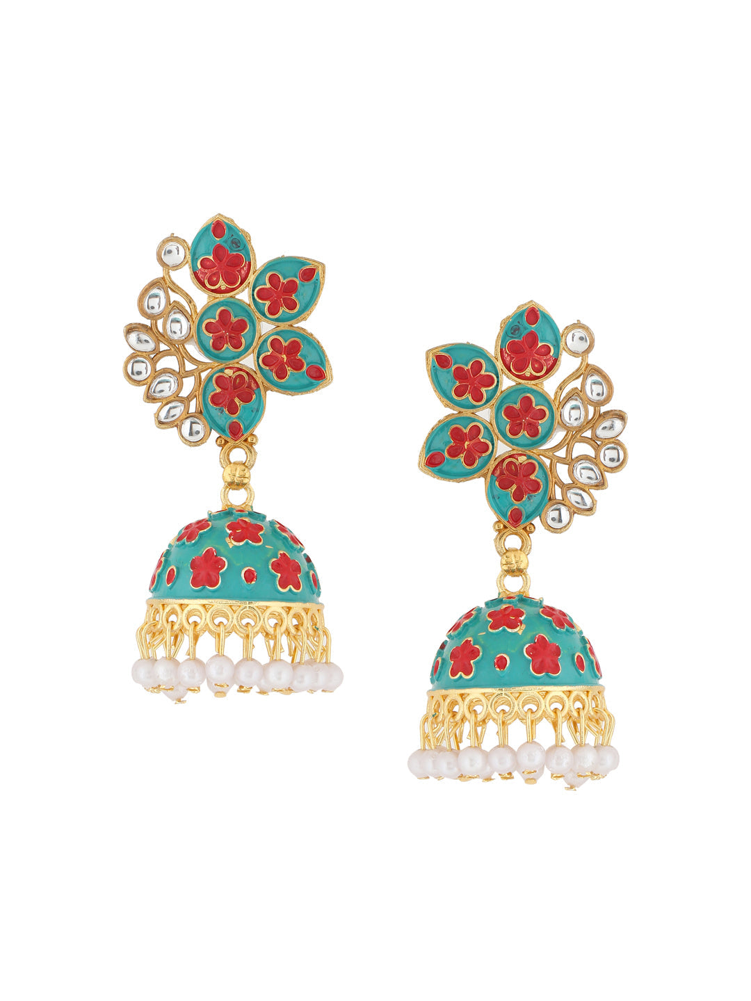 Women's Green Dome Shaped Jhumka Earrings