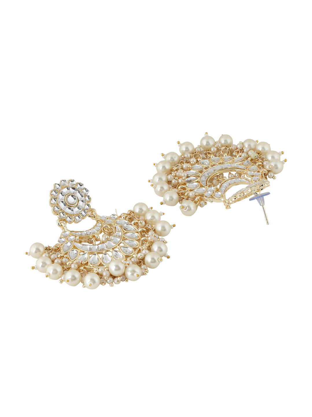 Women's Gold Plated Studded Kundan Chandbali Earrings