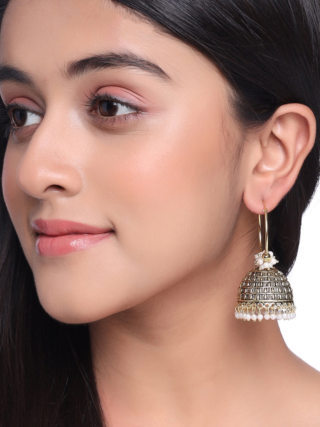 Women's Gold toned contemporary Jhumkas Earrings - NVR