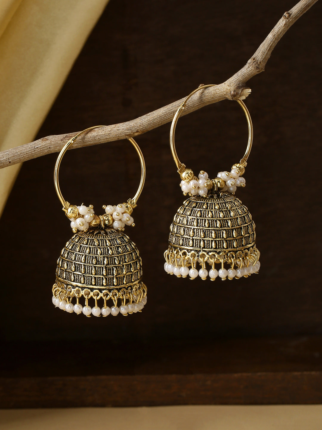 Women's Gold toned contemporary Jhumkas Earrings