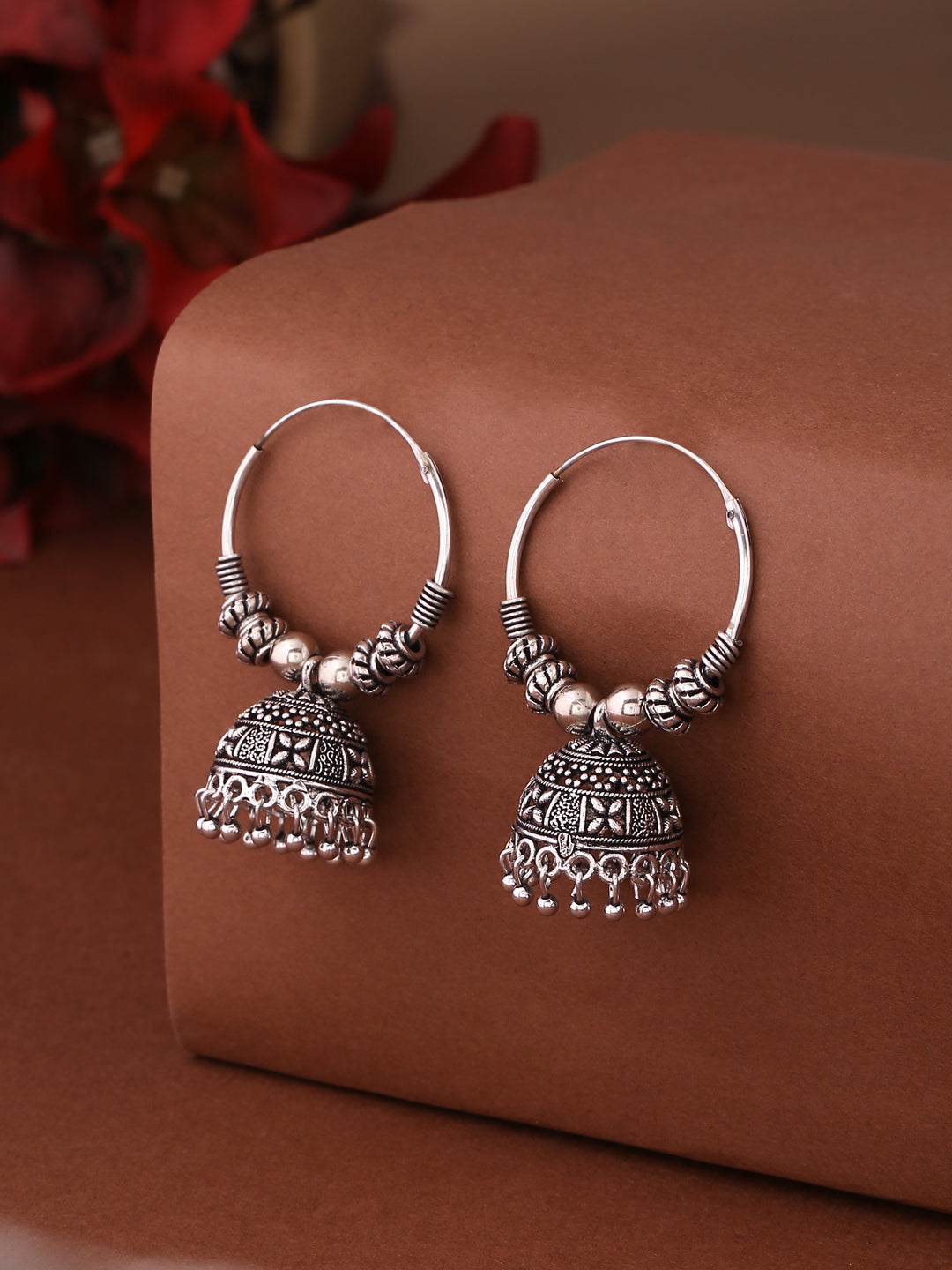 Women's Silver-Plated Contemporary Jhumkas Earrings - NVR