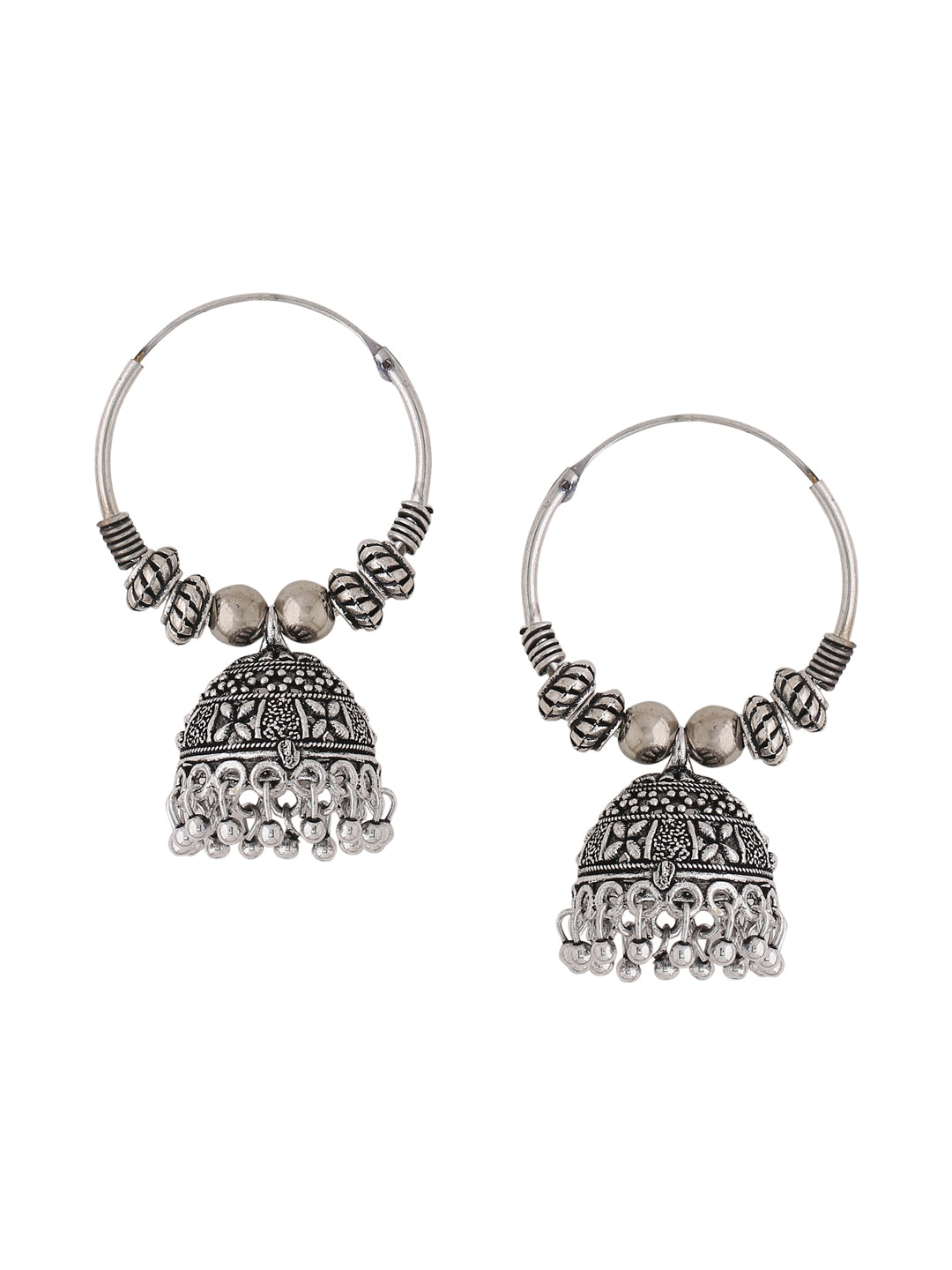 Women's Silver-Plated Contemporary Jhumkas Earrings