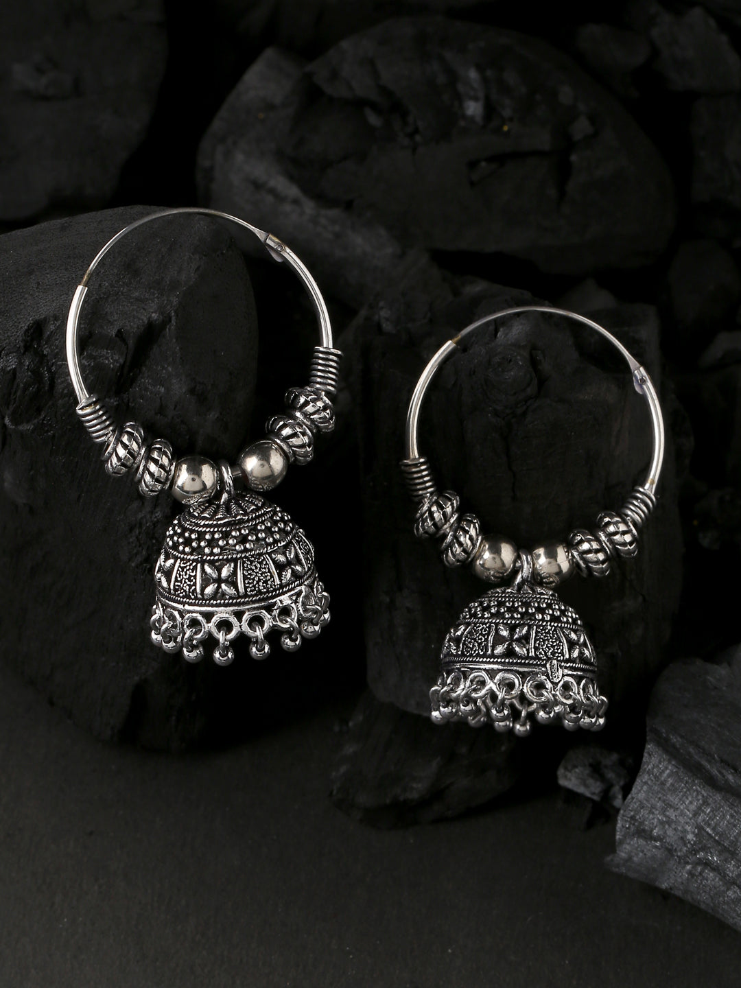 Women's Silver-Plated Contemporary Jhumkas Earrings