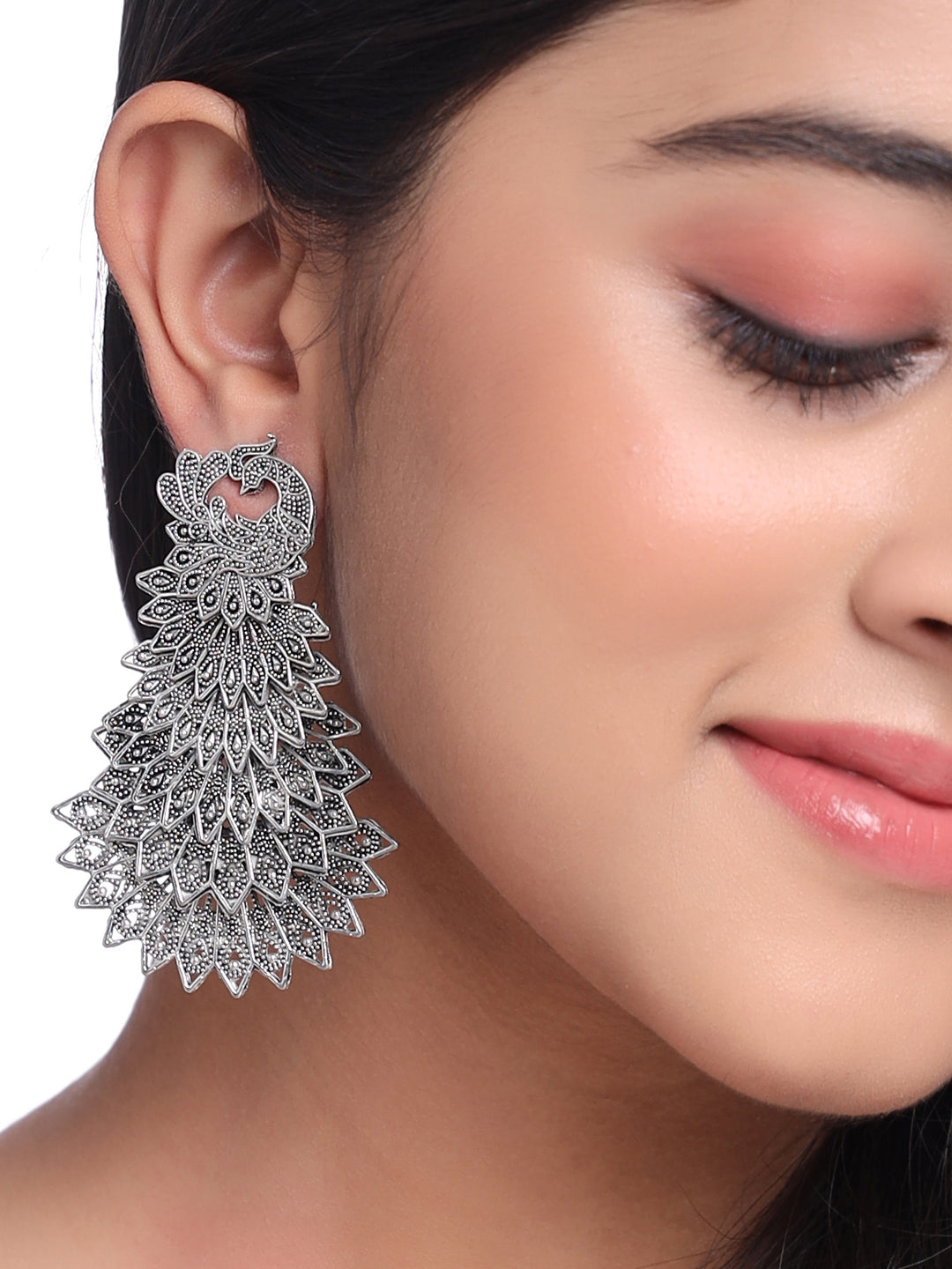 Women's Silver toned contemporary drop earrings