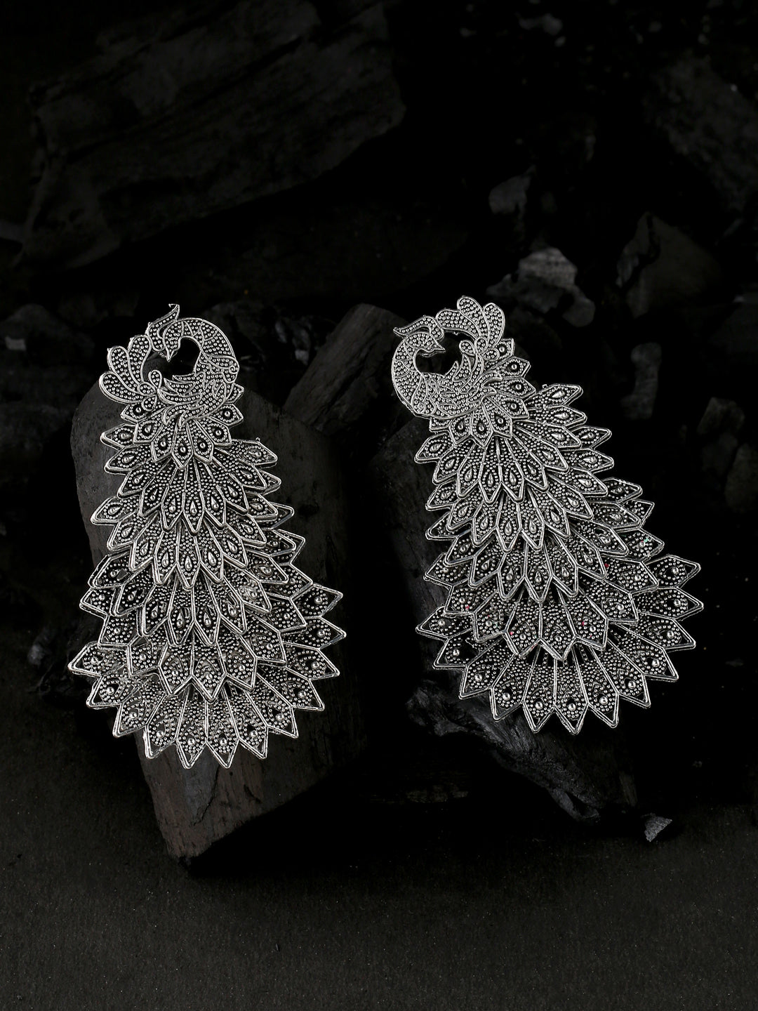 Women's Silver toned contemporary drop earrings