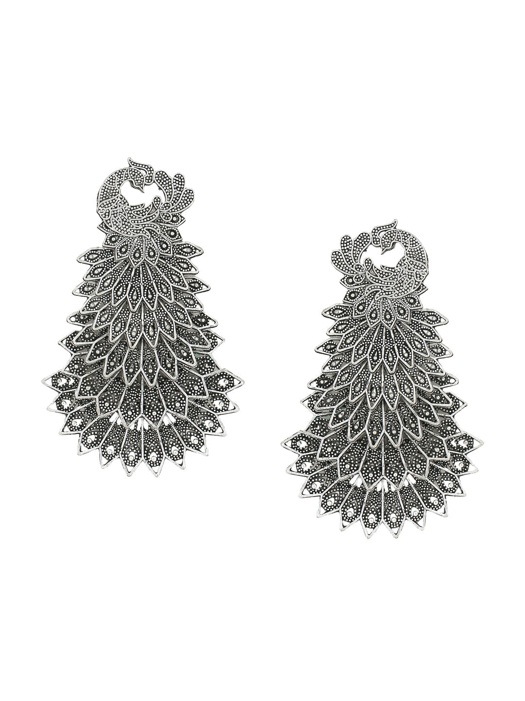 Women's Silver toned contemporary drop earrings
