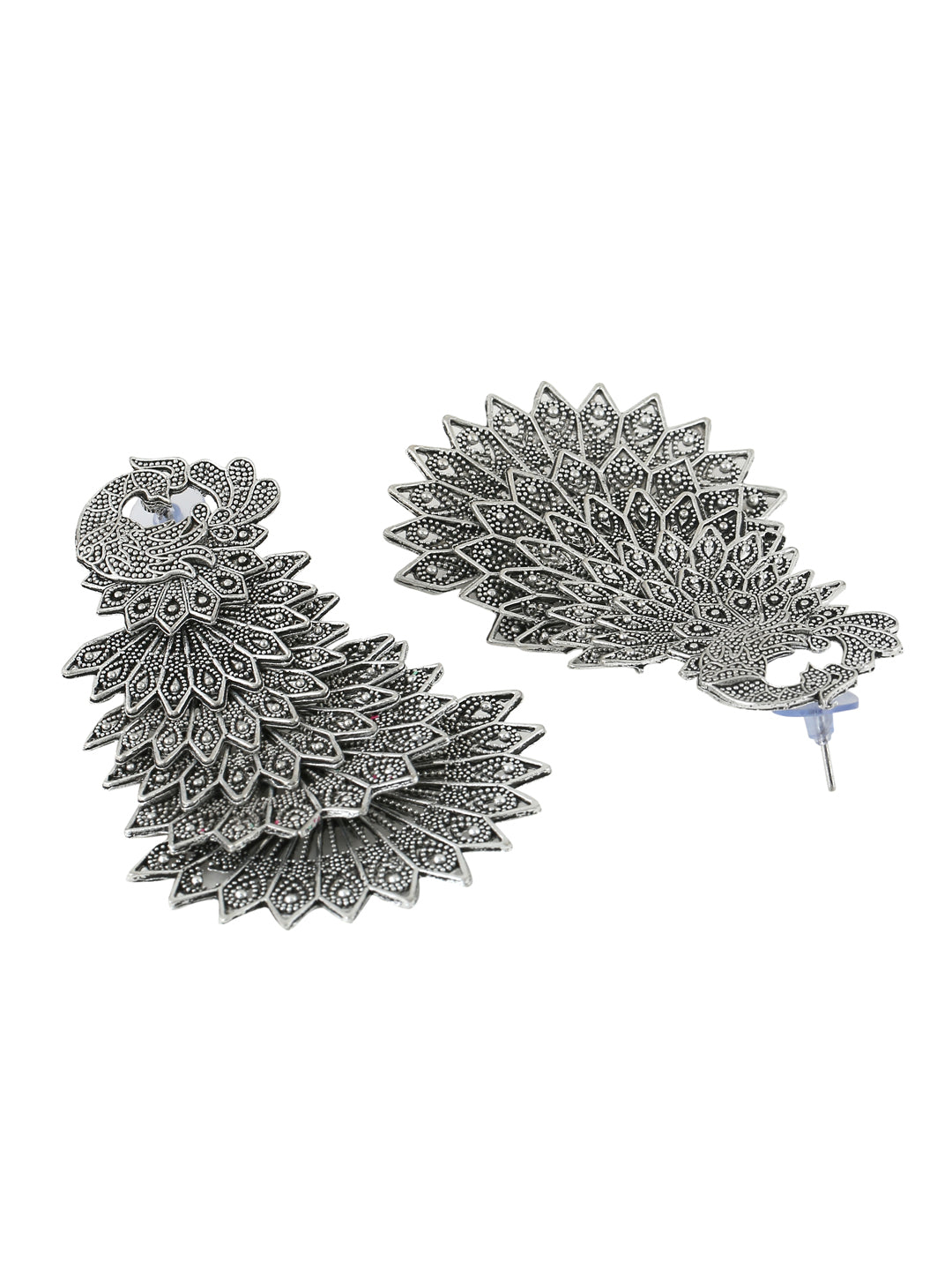 Women's Silver toned contemporary drop earrings