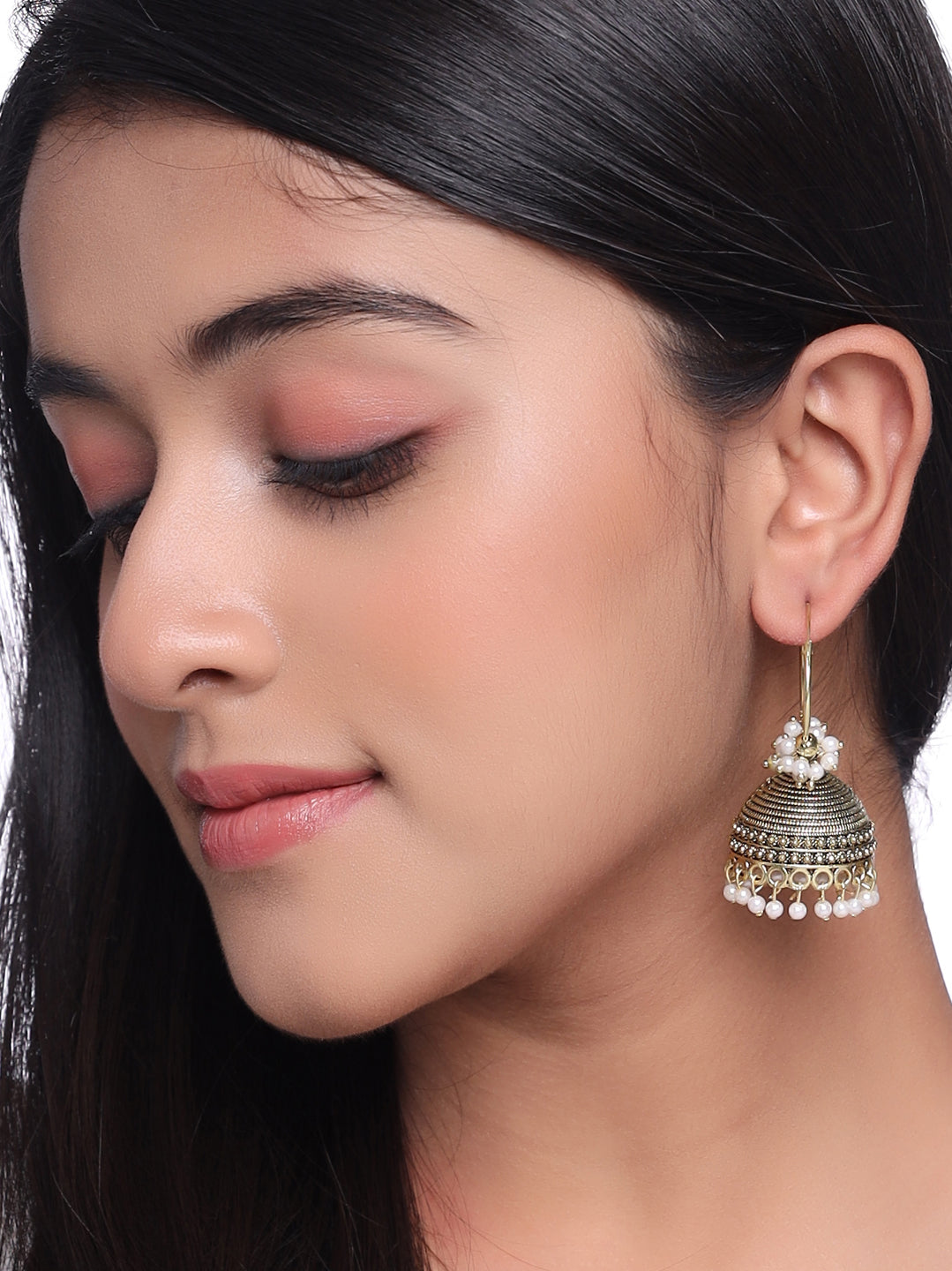 Women's Gold toned contemporary Jhumkas Earrings