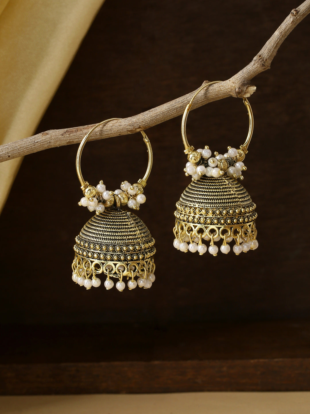 Women's Gold toned contemporary Jhumkas Earrings
