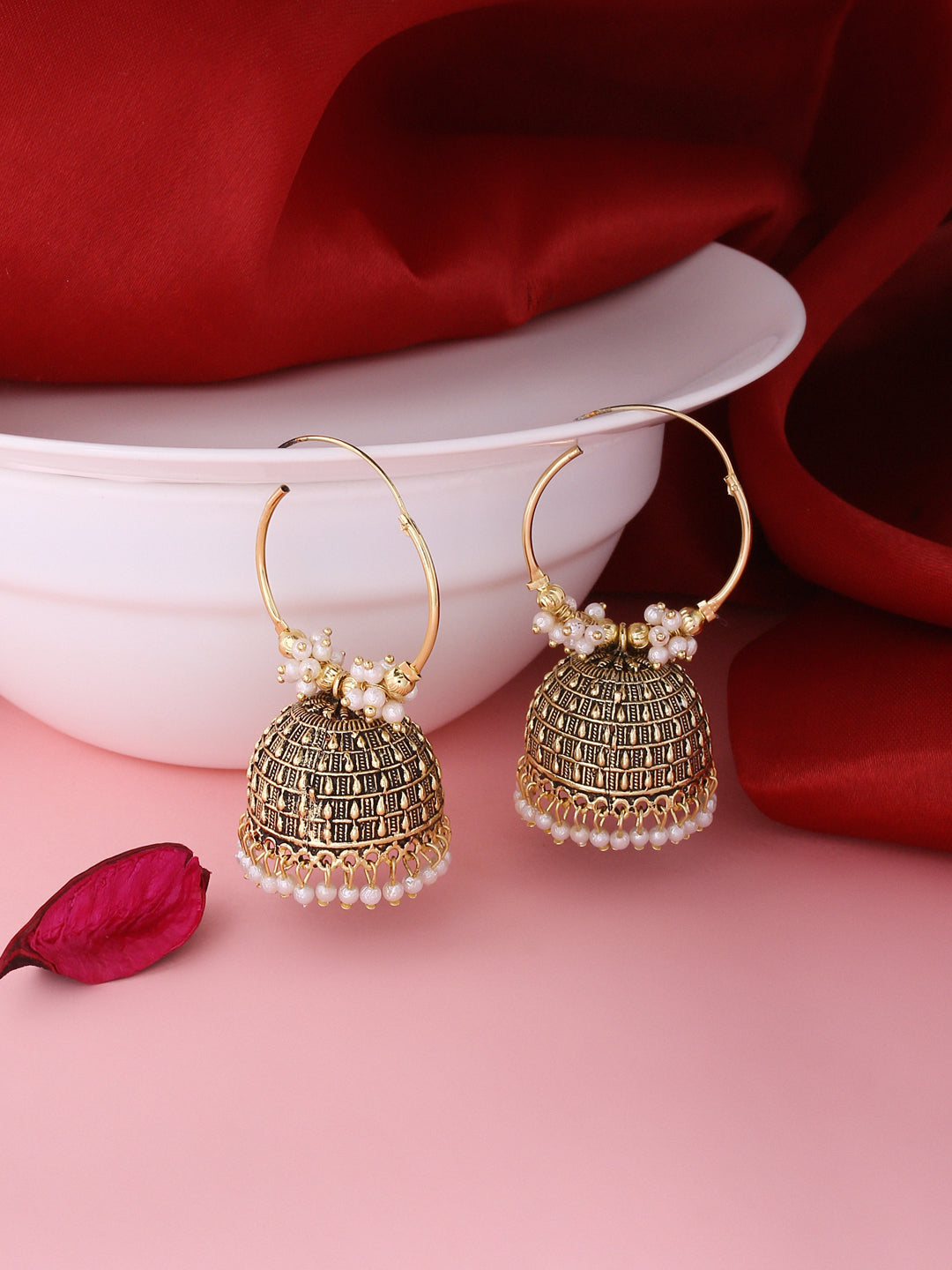 Women's Gold toned contemporary Jhumkas Earrings