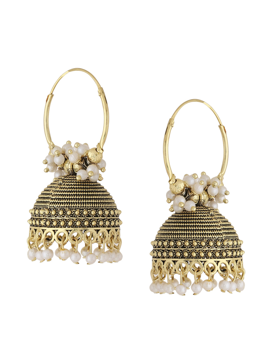 Women's Gold toned contemporary Jhumkas Earrings - NVR