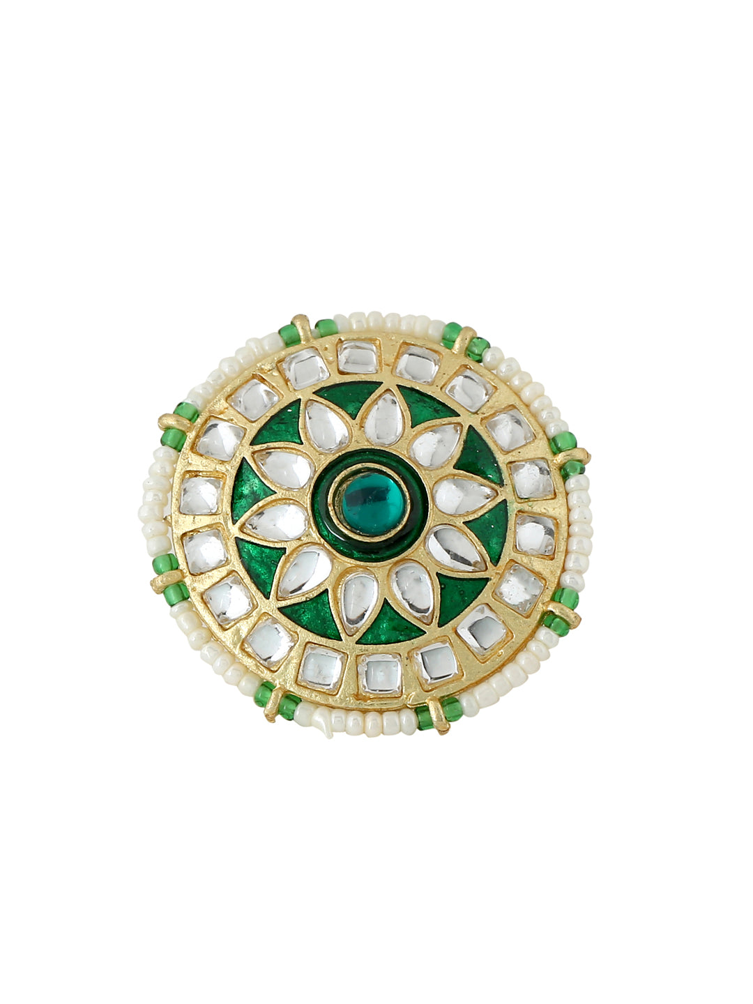 Women's Traditional Kundan Meenakari Gold Plated Ajustable Finger Ring