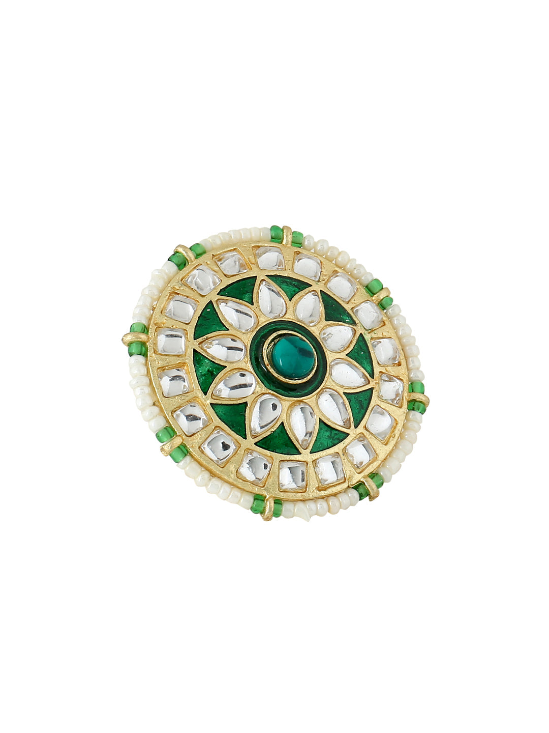 Women's Traditional Kundan Meenakari Gold Plated Ajustable Finger Ring