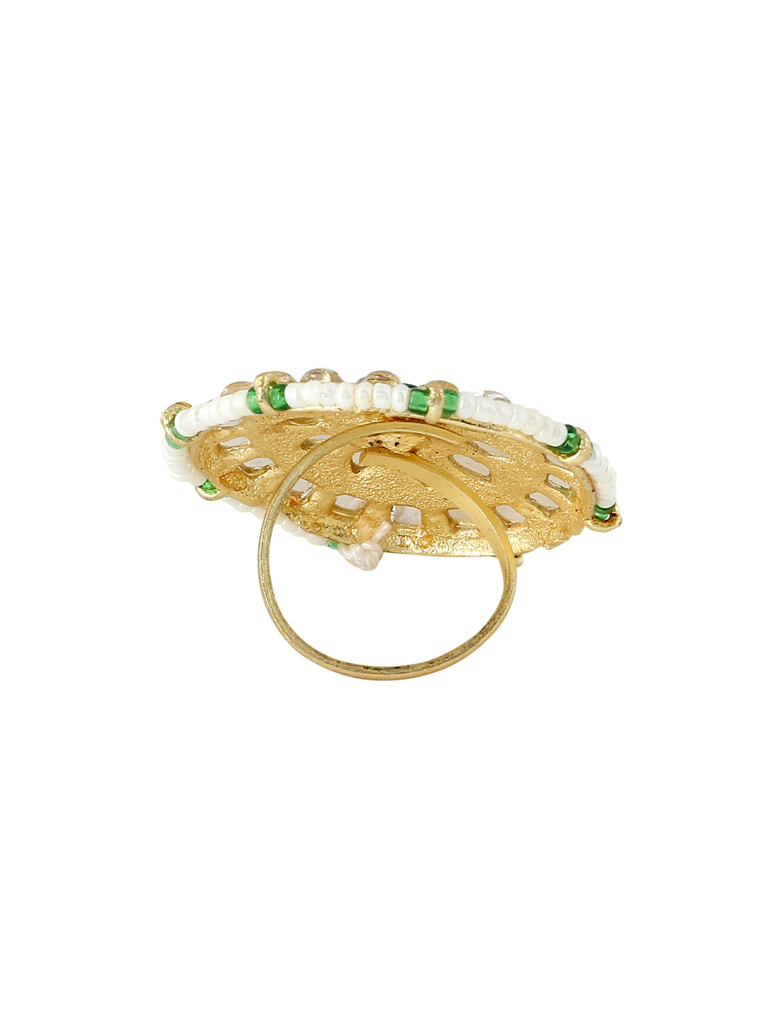 Women's Traditional Kundan Meenakari Gold Plated Ajustable Finger Ring