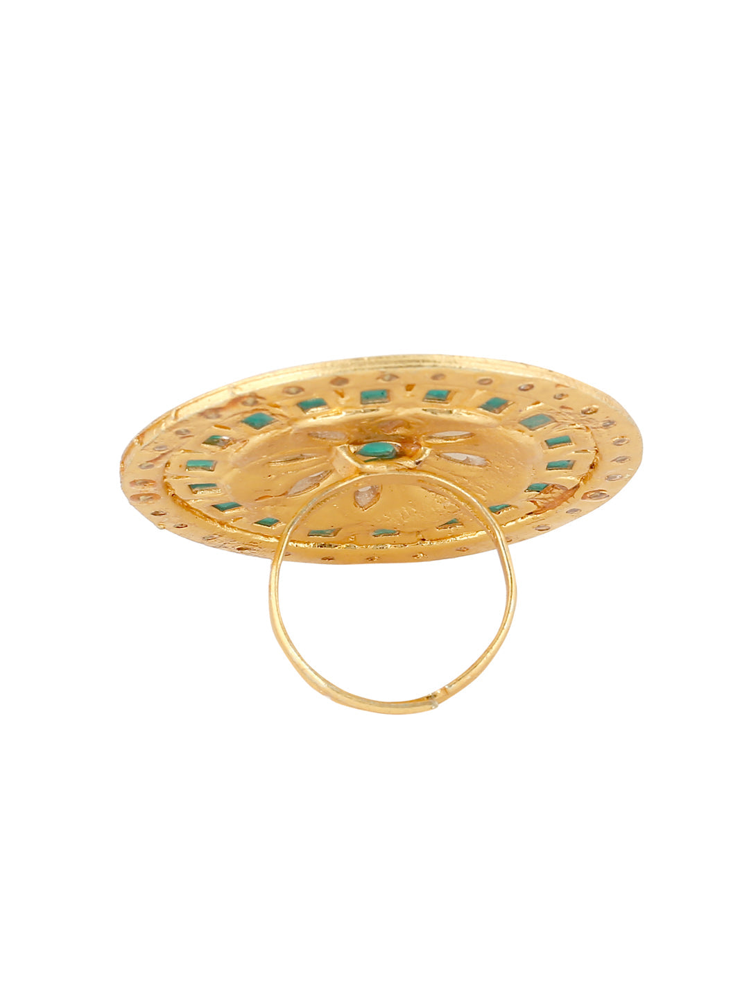 Women's Traditional Kundan Meenakari Gold Plated Ajustable Finger Ring
