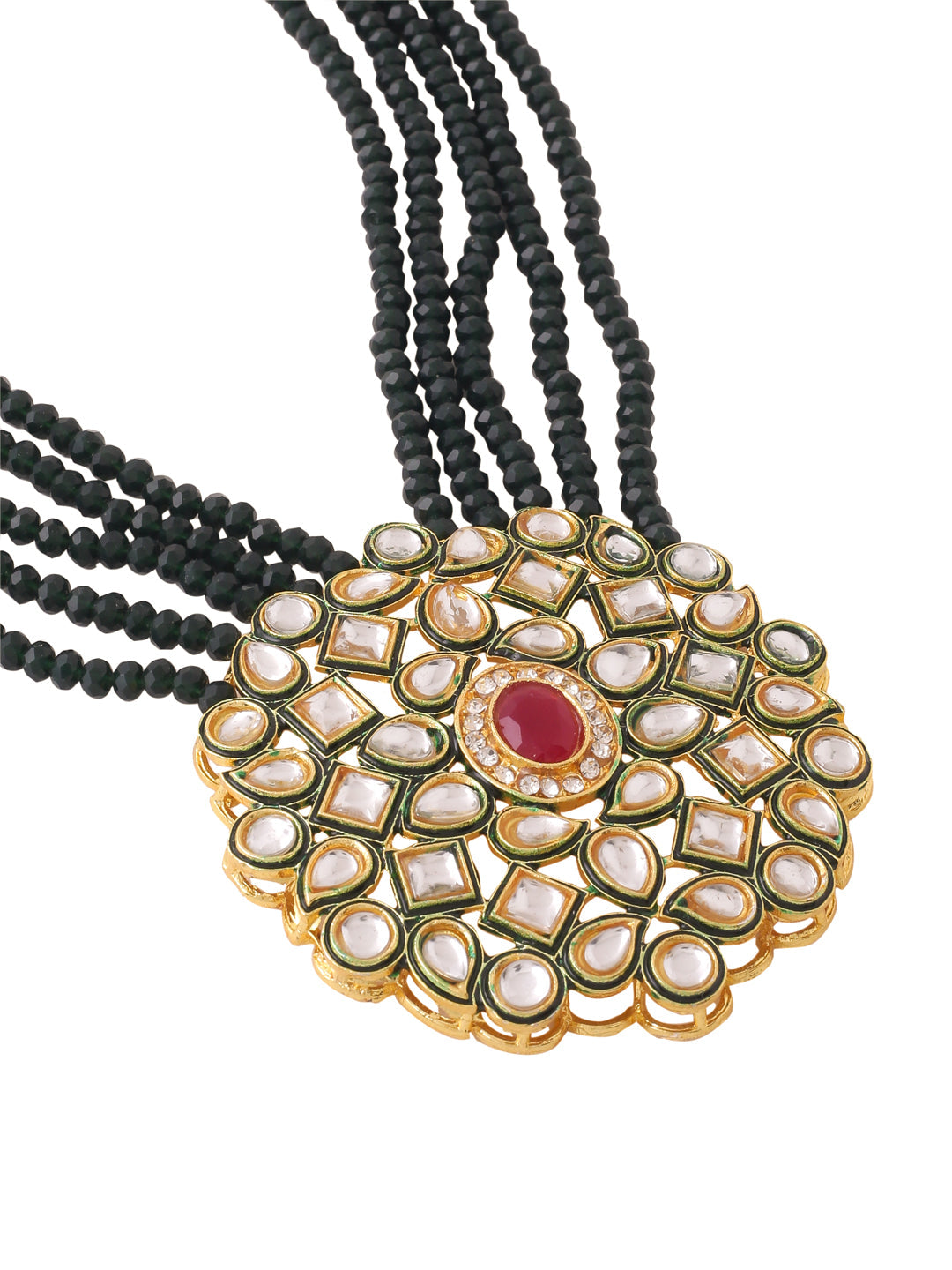 Women's Gold Plated Kundan Studded Jewellery Set