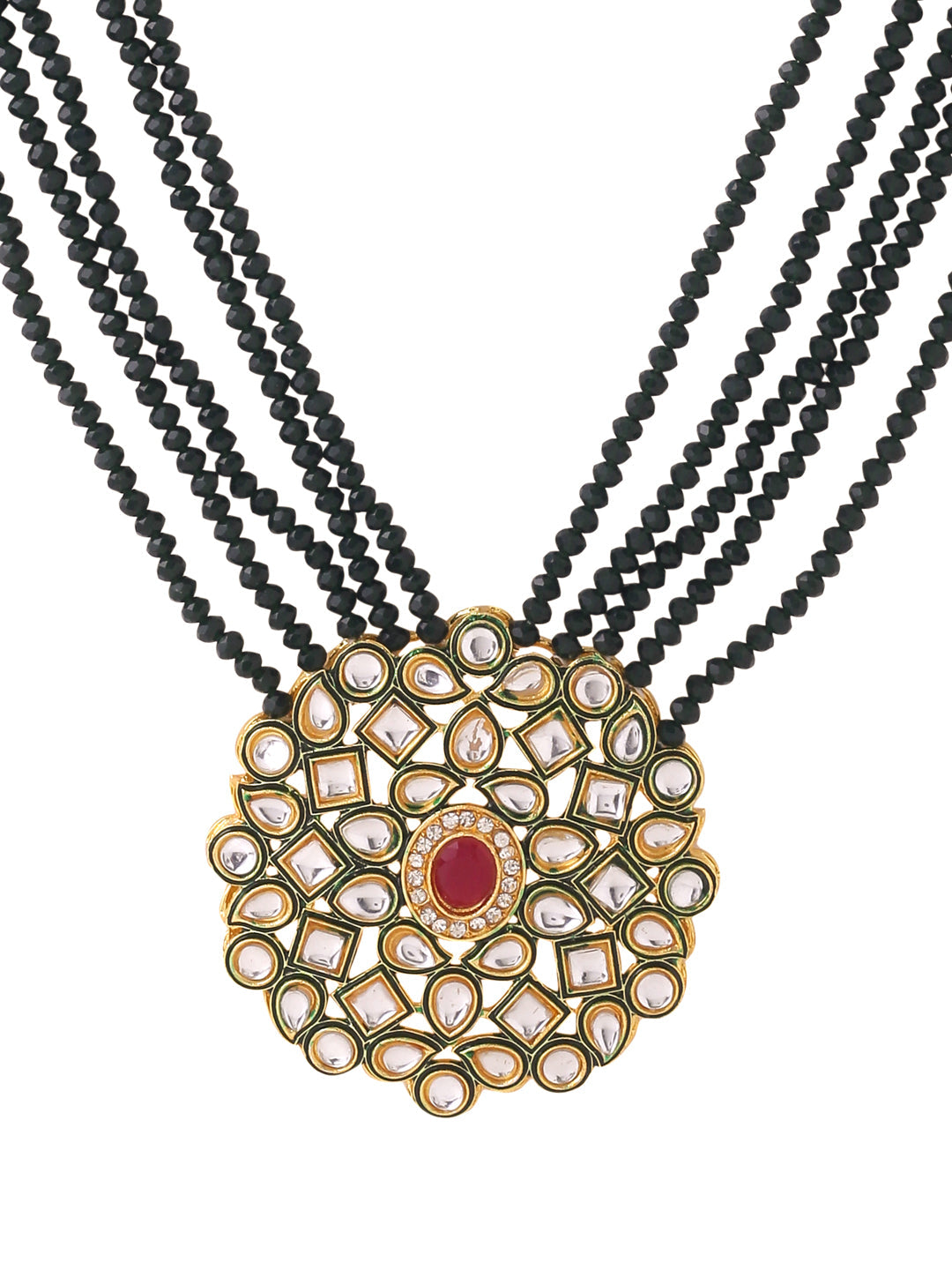 Women's Gold Plated Kundan Studded Jewellery Set