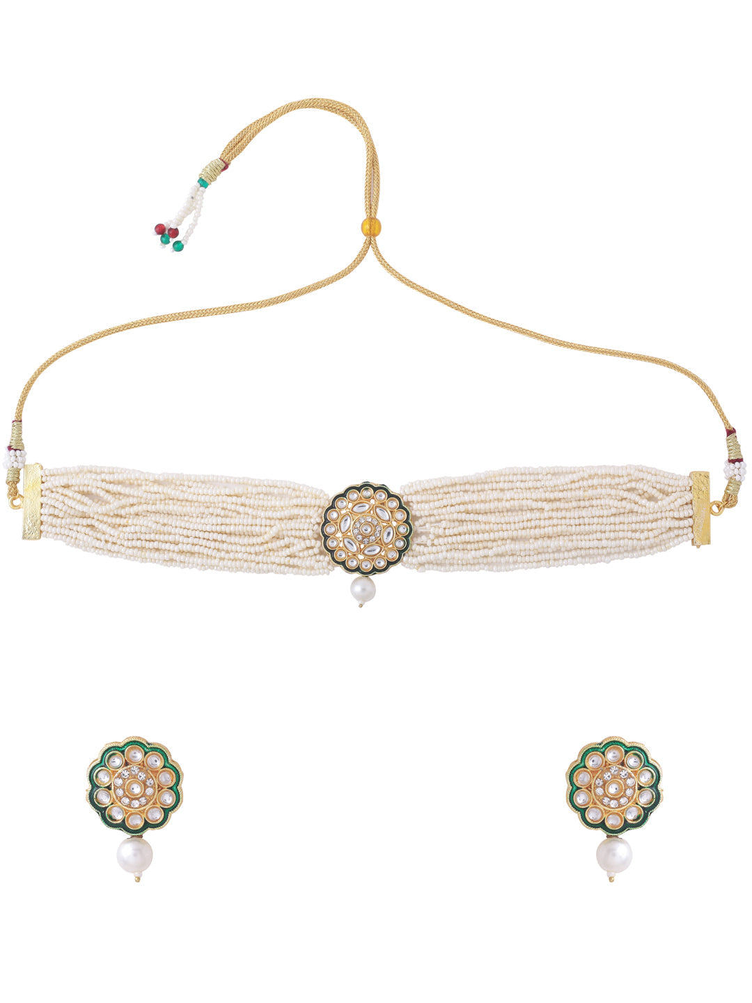 Women's Gold Plated Kundan Studded Jewellery Set