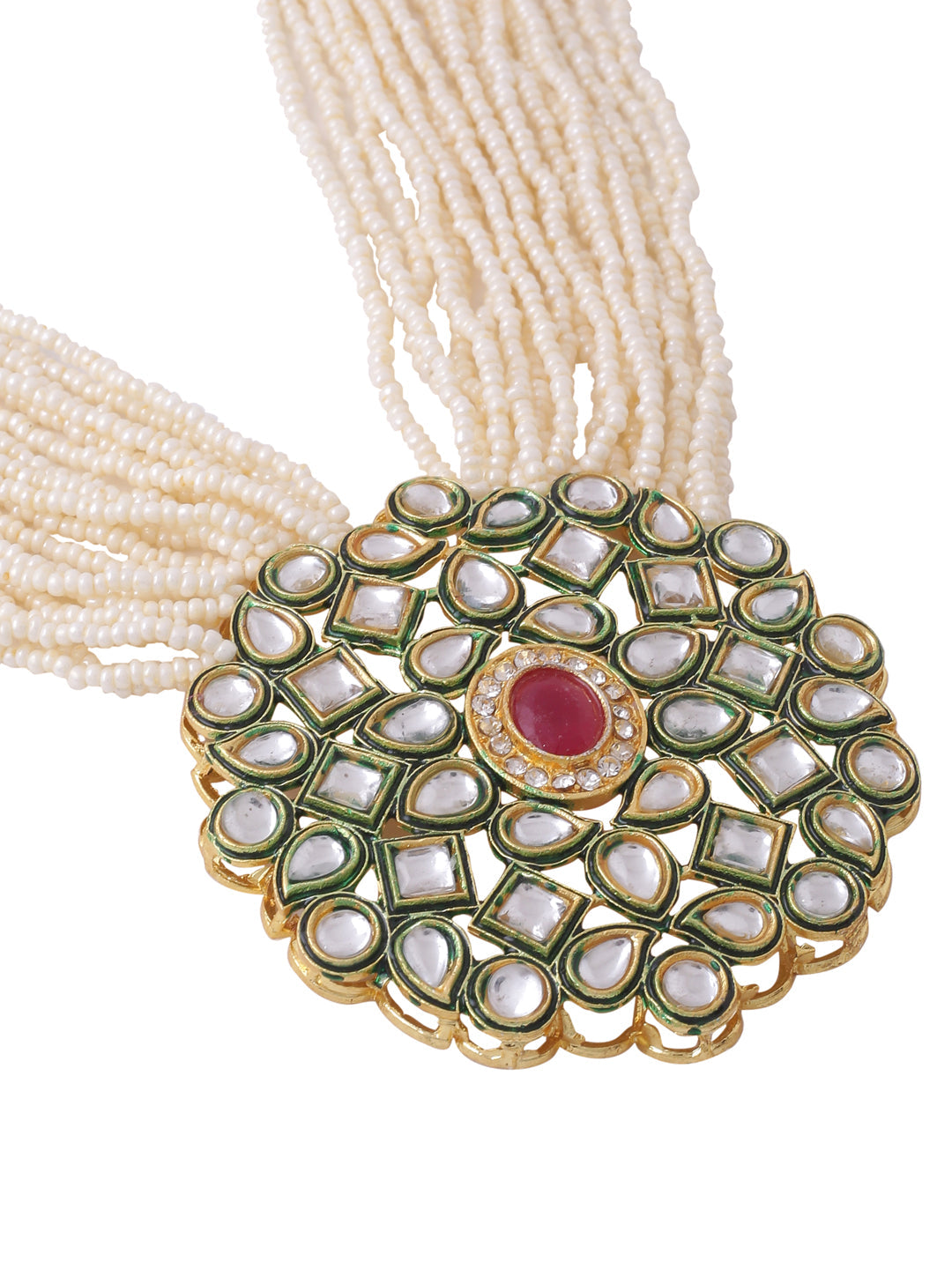 Women's Gold-Plated Kundan Studded Jewellery Set