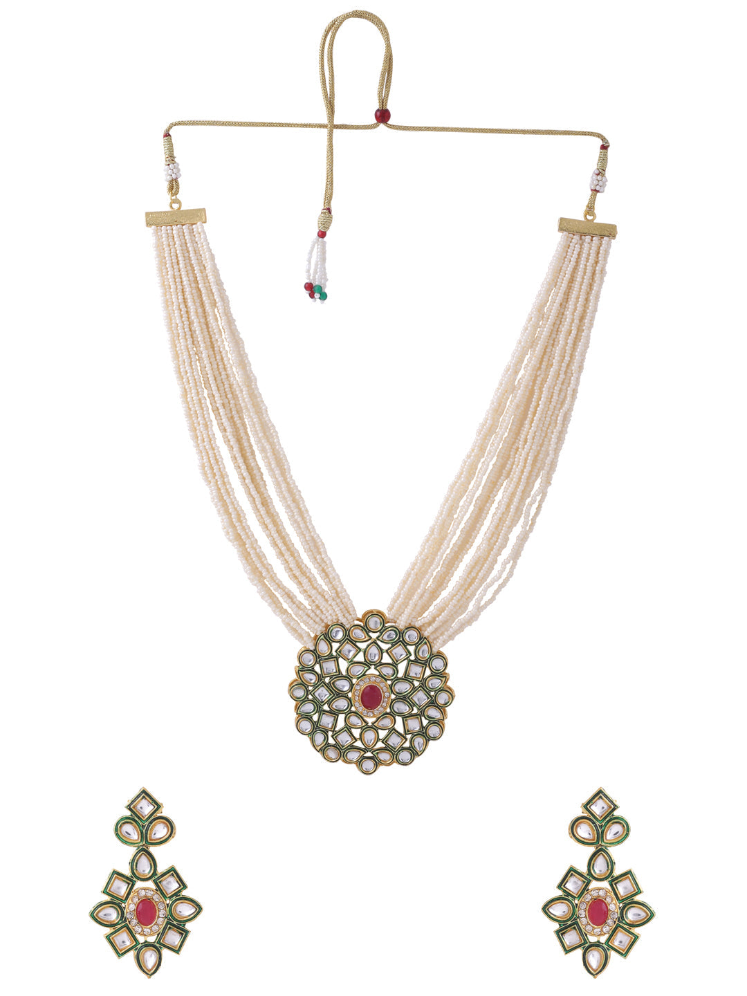 Women's Gold-Plated Kundan Studded Jewellery Set